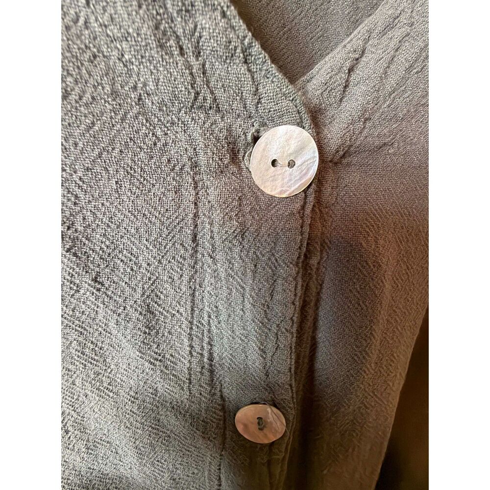 Oh My Gauze Large Medium Gray Button Cropped Ronie Cotton Gauze Blouse - Picture 7 of 11